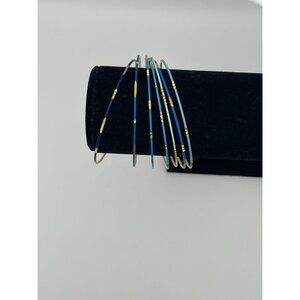 7 Bangle Bracelets Assorted Shades Blue And Designs